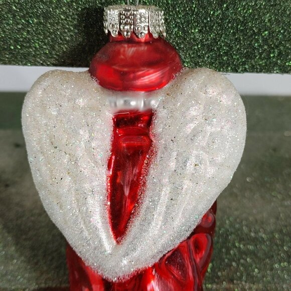 Baby Angel Glittered Red Glass Traditionally Designed Christmas Tree Ornament - Picture 7 of 9